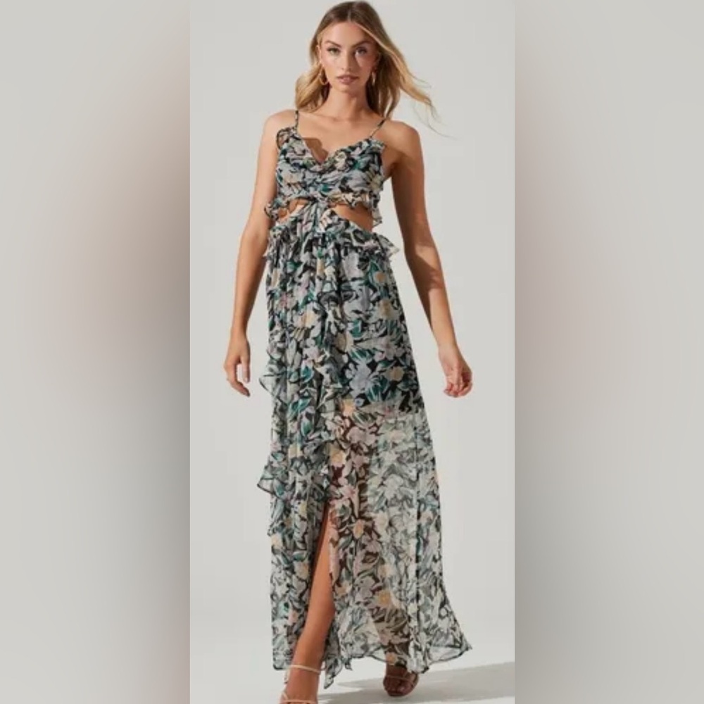 ASTR The Label Palace Floral Cutout Maxi Dress Size L